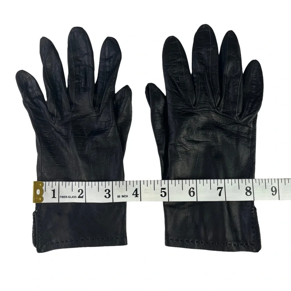 Black Leather Gloves Womens Size 6.5‎